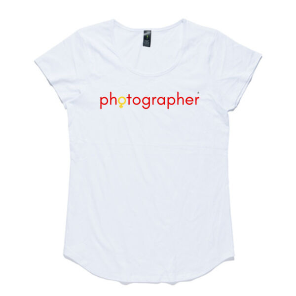 Scoop Neck T-Shirt Red and Yellow Text Thumbnail